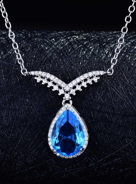 欧美奢华重工项链晚宴礼服百搭吊坠 微镶满钻天使之翼项链锁骨链