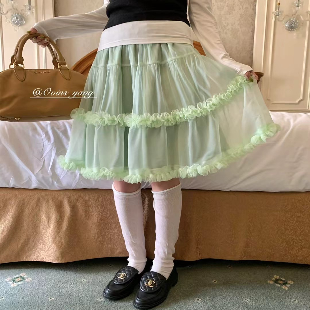 ovins yang   塞纳河畔~用料hin实在 纱纱棉质花边半裙 10805#