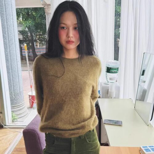 DEAR.XI 时髦复古！颜色都是定染的 圆领百搭套头毛衣