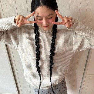 1296 舒适纯色休闲感坑条高领加厚毛衣针织衫 9色 DEAR.XI