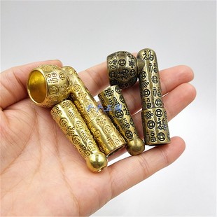 纯黄铜烟锅烟嘴 仿古古玩旱烟斗烟袋锅福字款烟嘴哨配件 送长辈