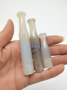 白玛瑙旱烟嘴 长短款烟嘴哨 蘑菇头烟袋嘴传统老式手工旱烟袋配件