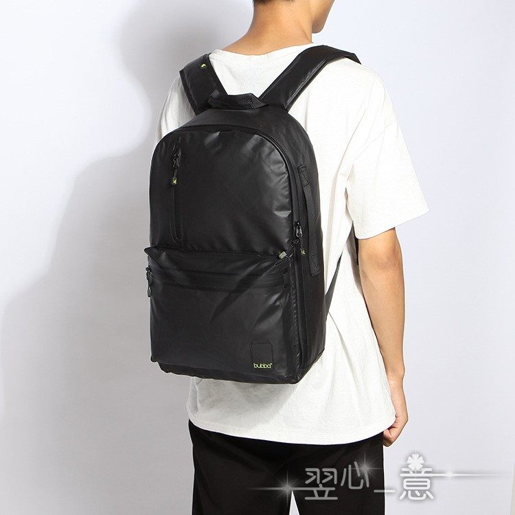 男士休闲双肩包简洁防泼水布背包旅行骑行后背包黑色实用中性包女