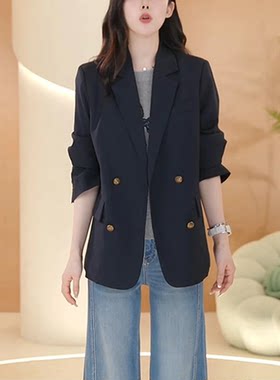 春夏新款双排扣学院风西装外套女
