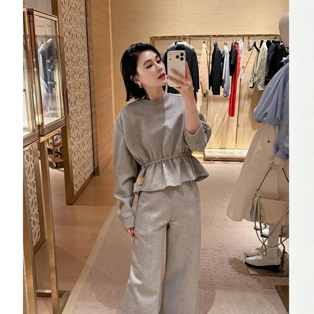 极简收腰卫衣套装女2026秋季舒适