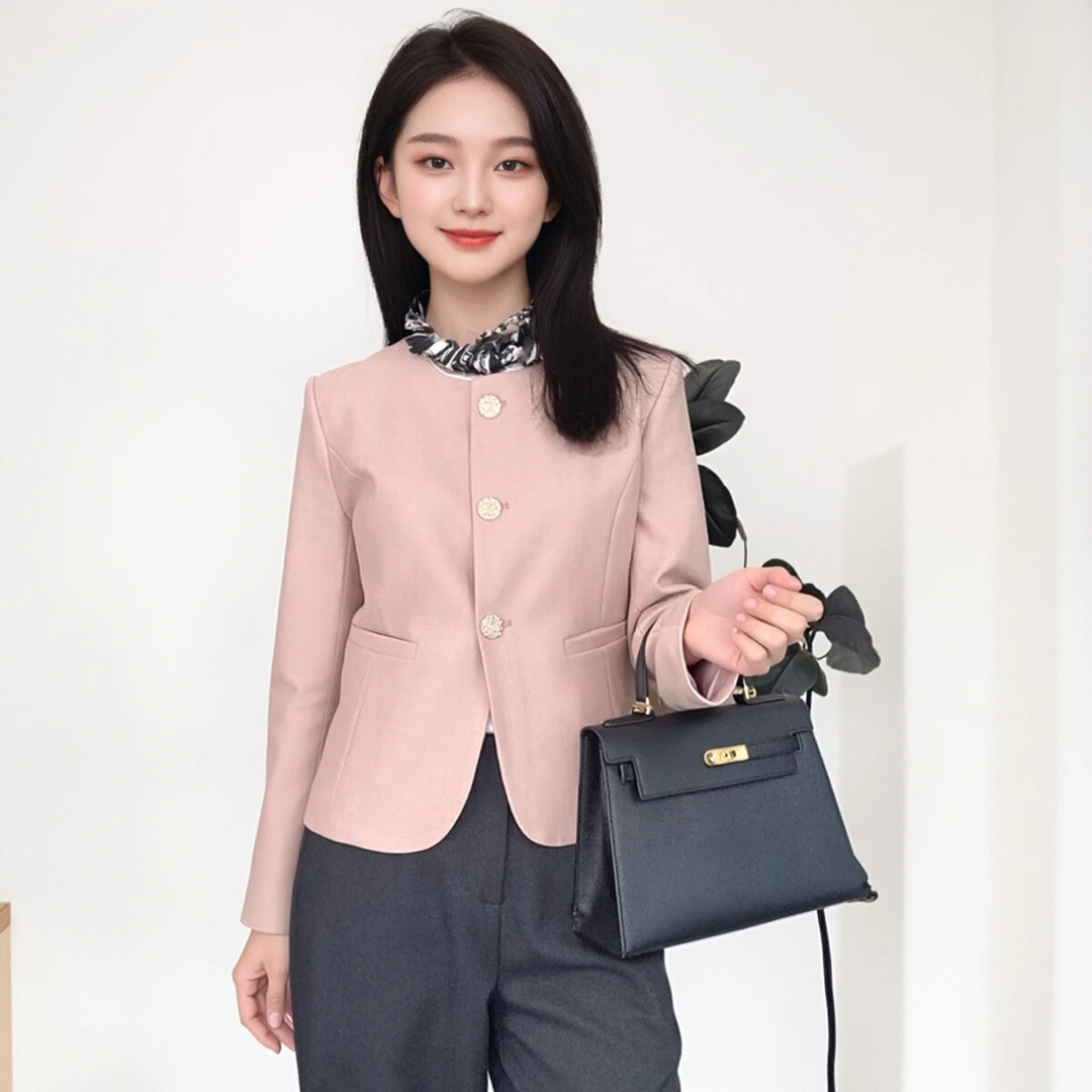 圆领小香风西装外套女小个子2026