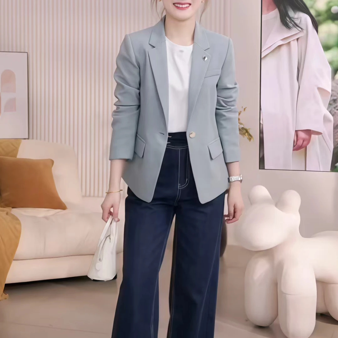 2025时尚百搭春款西服一粒扣收腰小个子气质显瘦西装外套上衣女