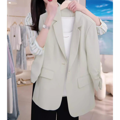 七分袖西服女上衣单层外搭开衫