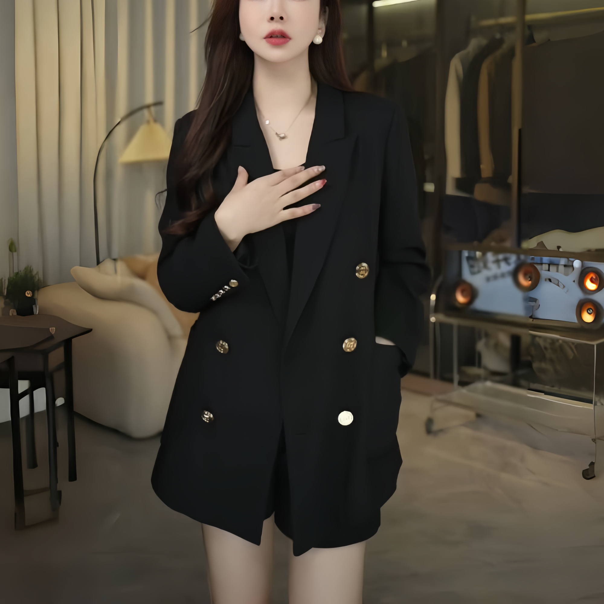 轻奢高端阔版春秋季西装外套女显瘦新款气质宽松休闲女士西服开叉