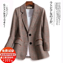 英伦格子毛呢外套2019秋冬新款西服1