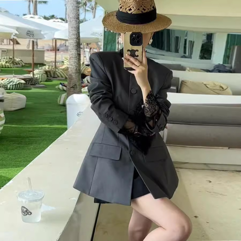 高级感气质女神范西装外套女春季新款法式别致独特高腰小个子上衣