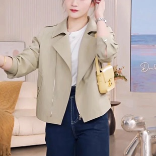 2026春季新款时尚洋气短款风衣外套女小个子拉链夹克开衫上衣