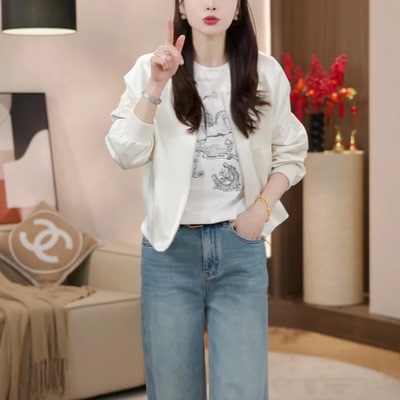 刺绣微光段棒球服外套女春夏显瘦