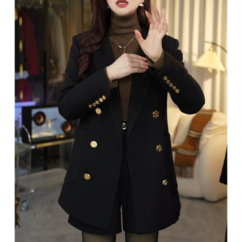 春秋阔版西装外套女宽松显瘦开叉