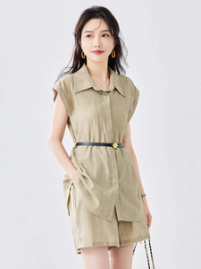 时尚套装女2024夏季薄款气质高级感无袖衬衫搭显瘦短裤减龄两件套