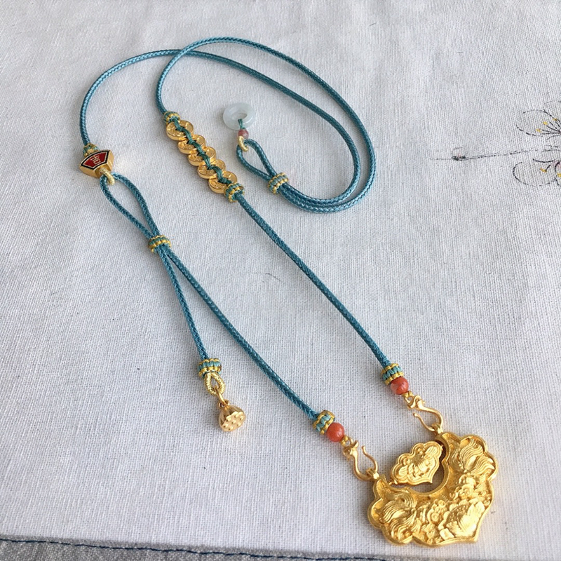 项链调节扣古法鲤鱼锁吊坠绳专用