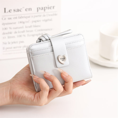 普瑞蒂日韩简约短款女士钱包2025新款小清新多卡位折叠皮夹零钱包