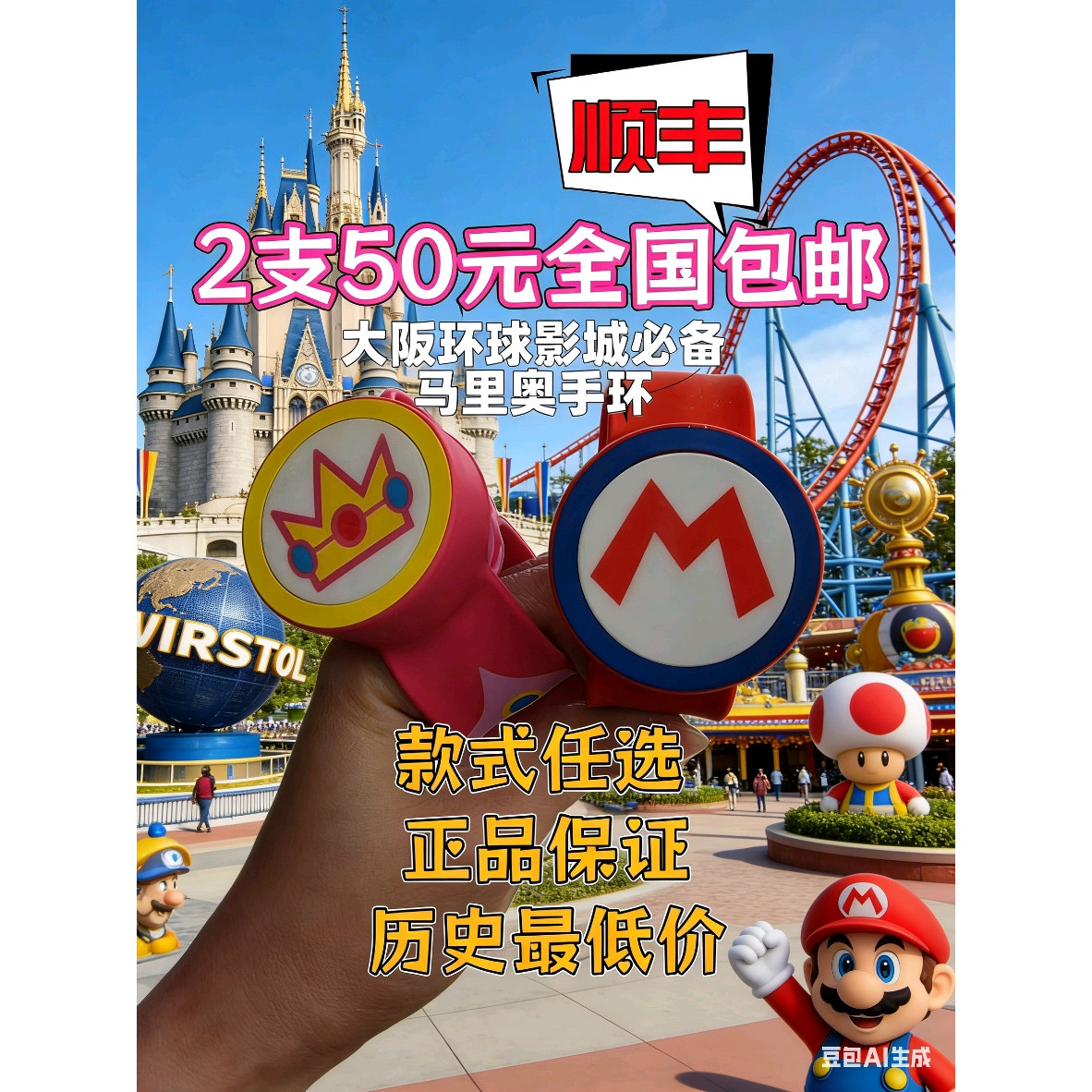 马里奥手环出租租赁国内邮寄日本大阪环球影城马里奥手环USJ帽子