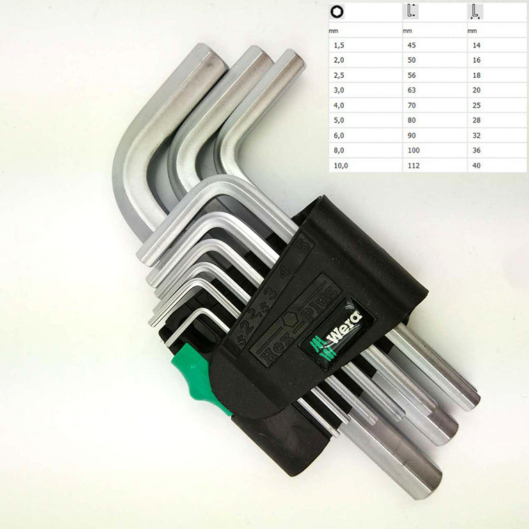 德国进口维拉wera 公制短平头防滑内六角扳手六角匙 950 6 7 9件