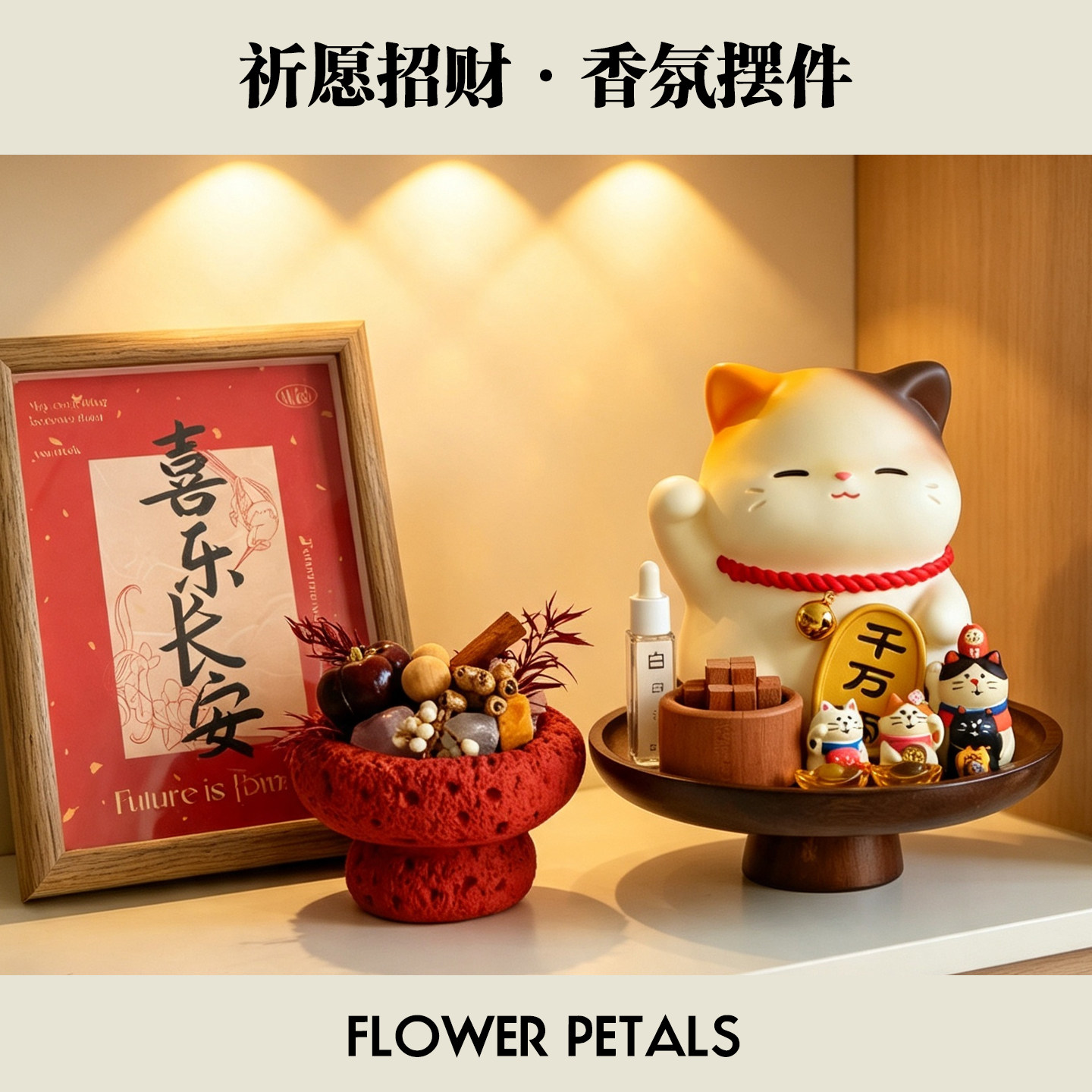 祈愿招财猫玄关客厅桌面装饰摆件存钱罐入户收纳乔迁开业新居礼物