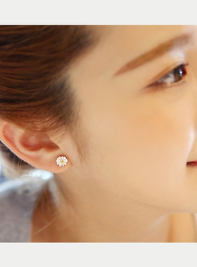 925银针小菊花可爱清新学生简约U夹耳夹无耳洞耳环女假耳钉耳饰