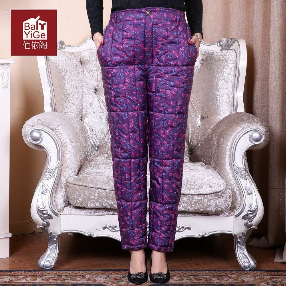 加肥加大码羽绒棉裤女中老年妈妈防寒保暖裤内胆裤内外穿加厚棉裤