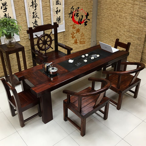 老船木茶桌椅组合客厅功夫简约泡茶台实木喝茶几中式仿古家俱套装|msdalam kategori perabot kediaman, perabot berjenama (NEW), meja teh - dari Buy2taobao.com untuk memberikan perkhidmatan ejen Taobao profesional membeli