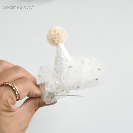 女宝公主帽头饰韩版周岁儿童生日帽满月百天小宝宝发带小皇冠