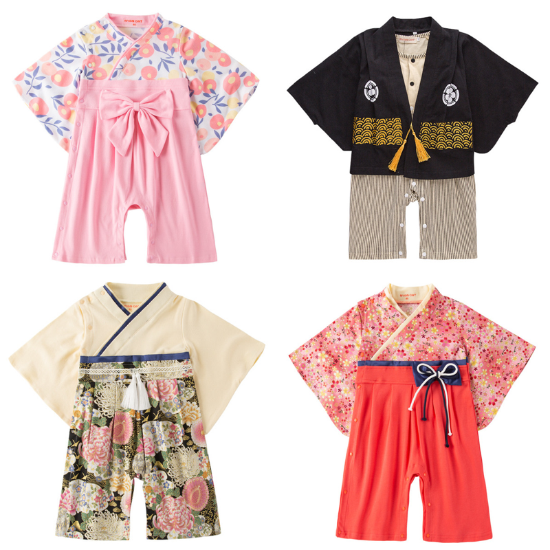 网红中长袖和服婴儿衣服连体衣