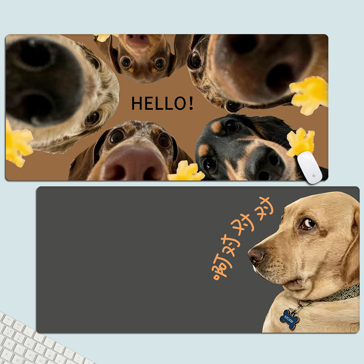 创意趣味文字猫狗表情包鼠标垫超大学生宿舍办公电脑键盘桌垫定制