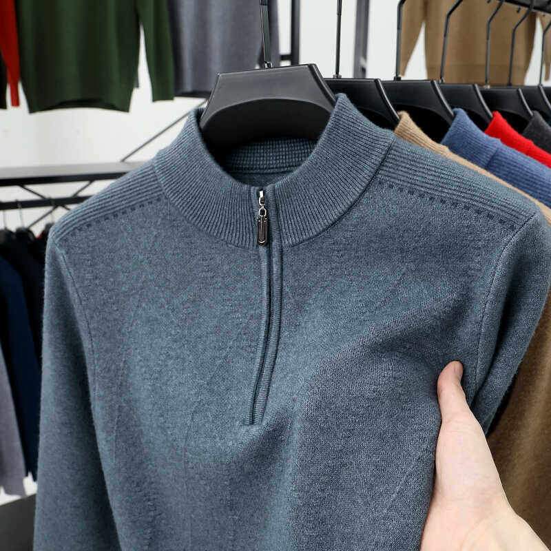 半高领拉链100羊毛衫男2025新款正品商务休闲纯色毛衣羊绒衫厚款,男装,针织衫/毛衣,淘宝优惠券,粉丝福利购,淘宝优惠卷