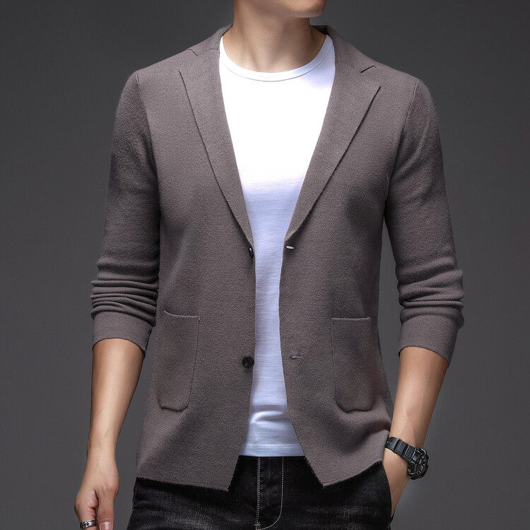 翻领秋季通勤风长袖开衫针织衫/西服毛衣5683P58,男装西服,星座1106