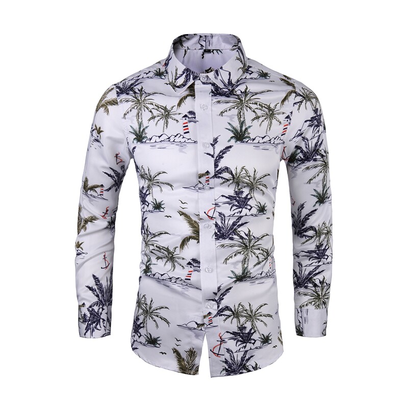 秋款长袖大码衬衫翻领商务花衬衫多色主推大货1103P35立体,男装衬衫,星座1106