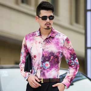 2026春秋款一直有货花衬衫多码加大版男士衬衫9715F55模特