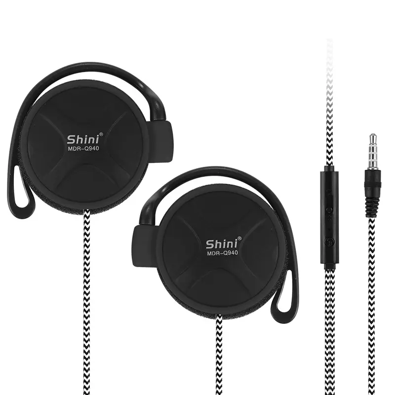 MP3有线手机电脑跑步运动线控耳挂式 带麦通话挂耳式耳机耳塞