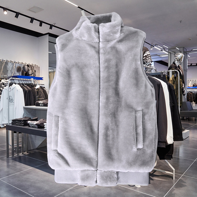 2025年秋冬立领毛绒绒马甲外套男修身无袖棉衣潮流青少年保暖背心