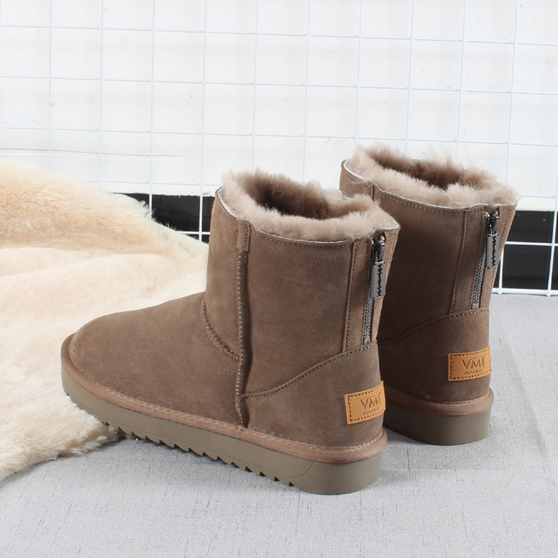 皮毛一体雪地靴男士休闲短中筒靴牛皮防水防滑牛筋底后拉链冬棉鞋,流行男鞋,时装靴,淘宝优惠券,粉丝福利购,淘宝优惠卷