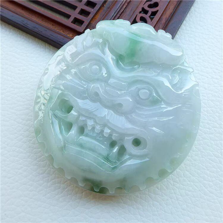 翡翠皮带扣玉带扣翡翠冰飘绿花天然老坑A冰糯种天然翡翠皮腰扣虎