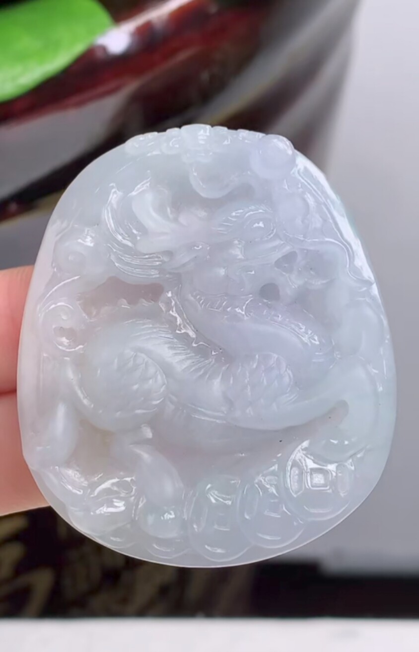 翡翠生肖龙牌精雕本命年玉缅甸天然翡翠老坑a男女生肖玉佩翡翠龙