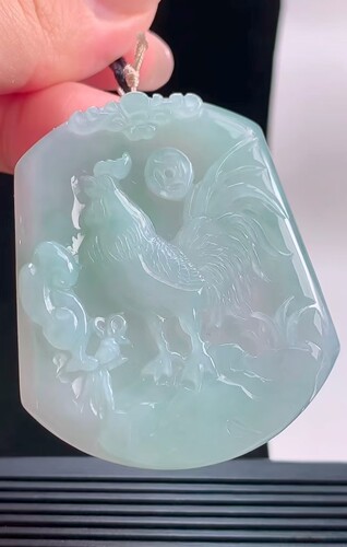 天然A货翡翠冰种生肖鸡玉佩男女翡翠玉石挂件玉坠玉佩翡翠鸡玉坠