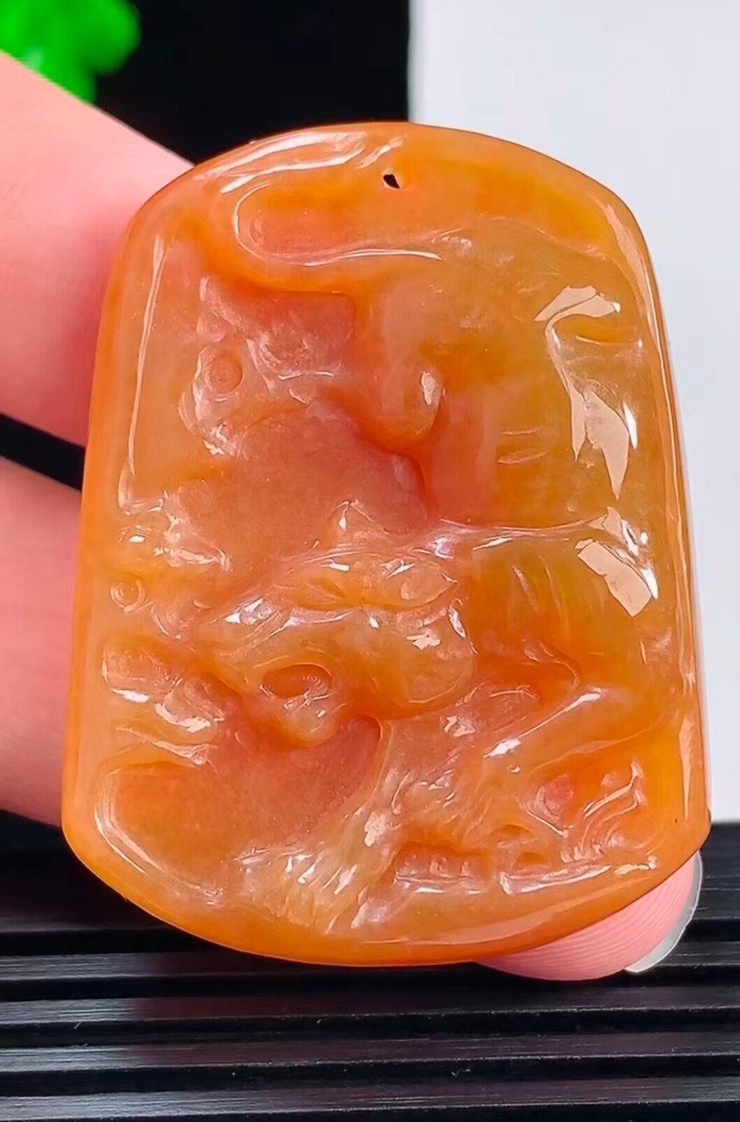 缅甸天然翡翠A货冰红黄翡生肖虎吊坠男女款玉挂件玉牌玉坠玉佩虎