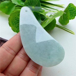 翡翠刮痧板缅甸天然老坑A冰糯种玉质细腻玉石男女实用翡翠刮痧板