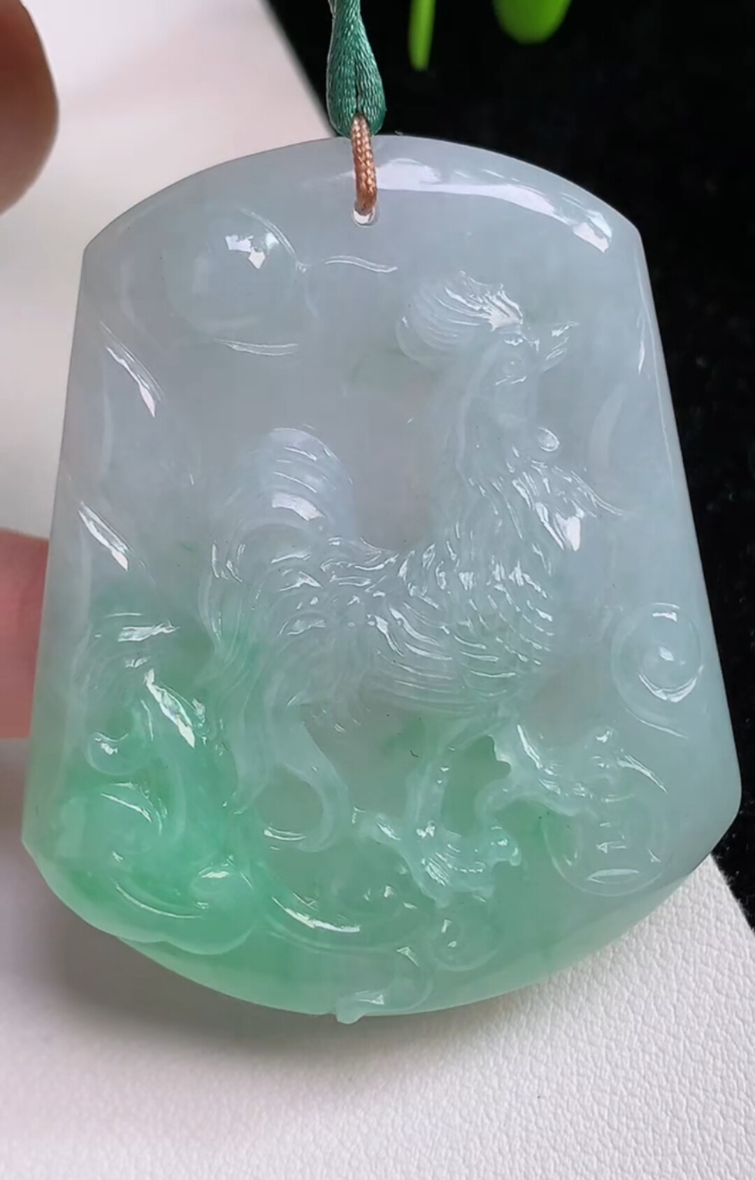 翡翠生肖鸡牌缅甸天然翡翠老坑a货冰绿玉挂件男女生肖玉佩翡翠鸡