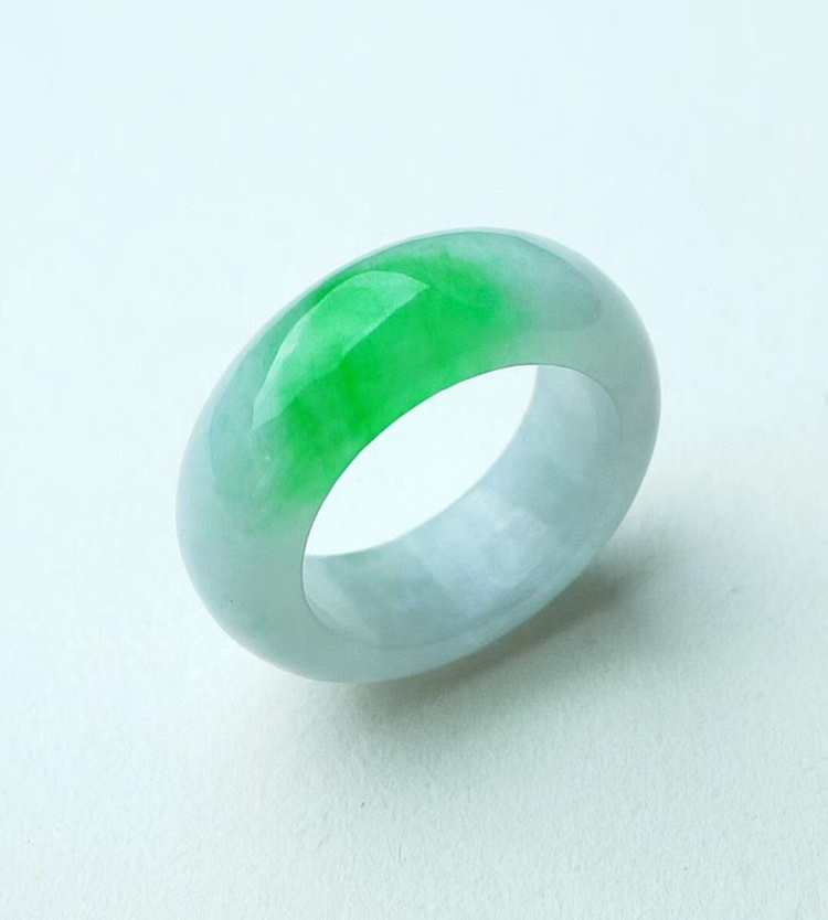 翡翠指环冰糯种飘阳绿浓郁缅甸天然翡翠老坑a货男女玉佩翡翠戒指