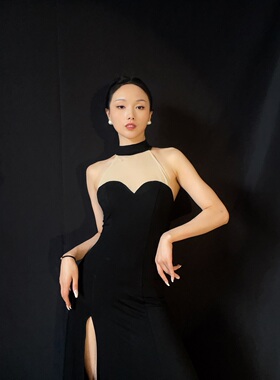 SOSO佳爵美系舞蹈法式飘逸高开衩连衣裙现代爵士裙练功服演出长裙