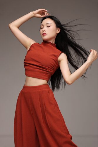 SOSO佳休闲古典舒适弹力抹茶绿枫叶红练功服通勤