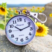 简约休闲清晰大数字中老年人用钥匙扣怀表学生考试用石英防水挂表