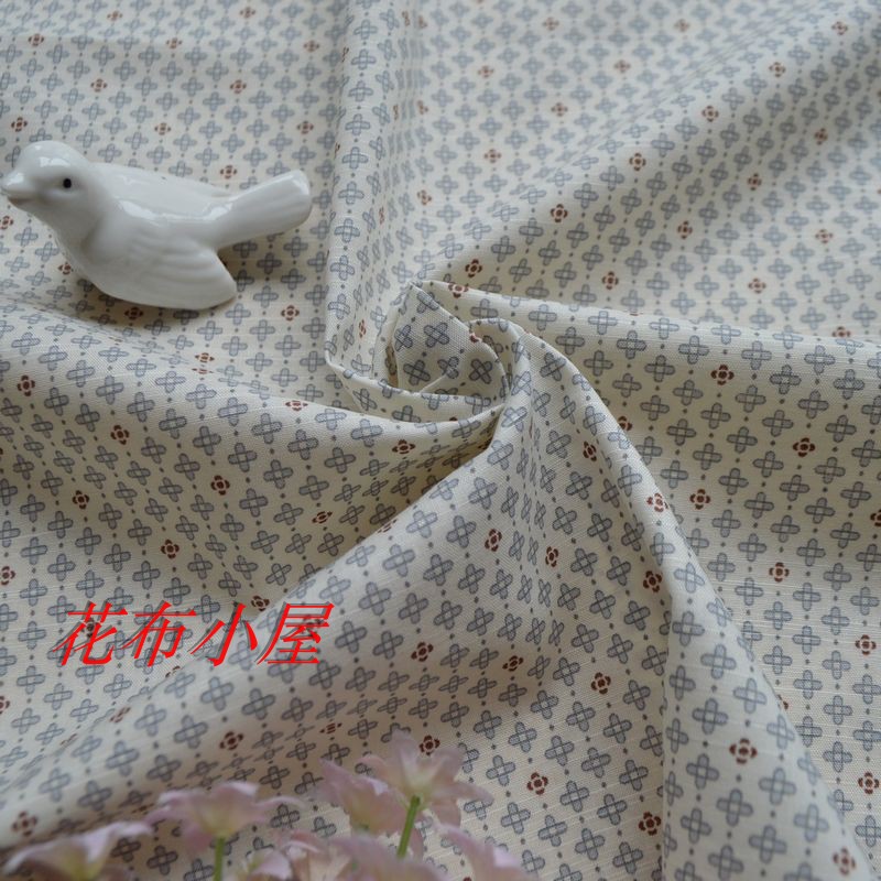 日单纯棉布料几何图案棉布服装衬衫裙子手工DIY布艺面料9元半米