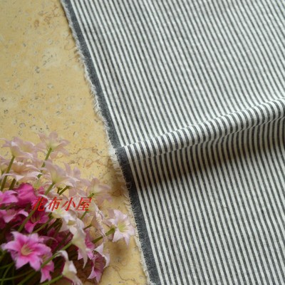 纯棉布料灰色条纹服装diy面料