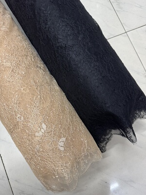 日产睫毛蕾丝两色幅宽130cm薄透裙子手工娃衣3米一个定位60元